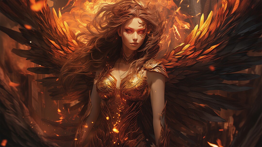 Woman Phoenix Drawing Woman Wear Phoenix Armor Explosive Power Watercolor Painting ...