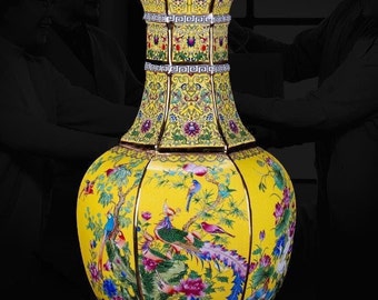 Handmade enamel colored porcelain vases imitating those made by Emperor Qianlong