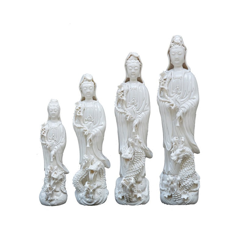 Handcarved White Porcelain Drip Water Guanyin Subduing Dragon Drip Water in Dehua, China image 2