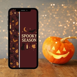 Spooky Season Phone Wallpaper, Witchy Autumn Digital Download, Halloween Cozy Aesthetic Background, Fall iPhone Android Wallpaper