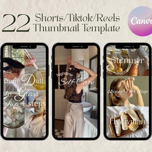 Shorts/ Tiktok / Reels Thumbnail Aesthetic Canva Template Youtube, Facebook, Instagram Vlog Thumbnail Intro Banner Template Editable