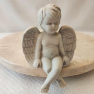 Vintage Cherub Angel Figurine Shelf Sitter Bisque White 4.5&quot;