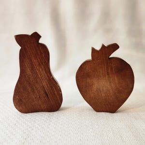 Decorative Wooden Fruit Freestanding Set of 2 Handmade Fruit Decor 5.5&quot;