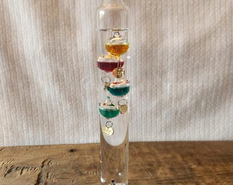 Galileo 11" Glass Thermometer Floating Colored Orbs With Temperature Tags