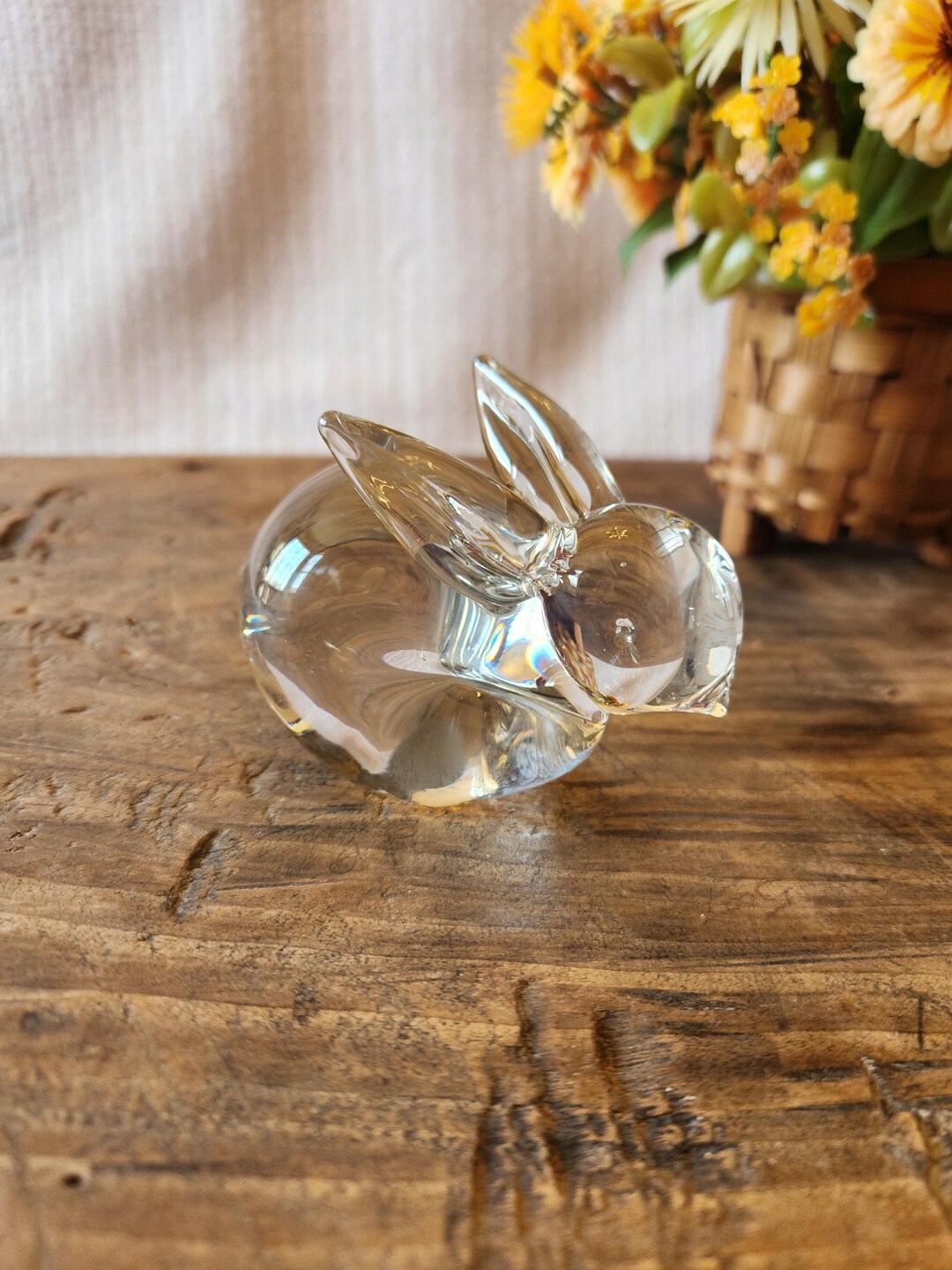 Vintage Art Glass Bunny Rabbit Figurine Easter Decor Spring Decor 3