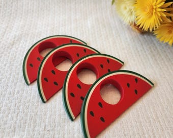 Watermelon Slice Napkin Rings Set of 4 Plastic Red Green Napkin Rings