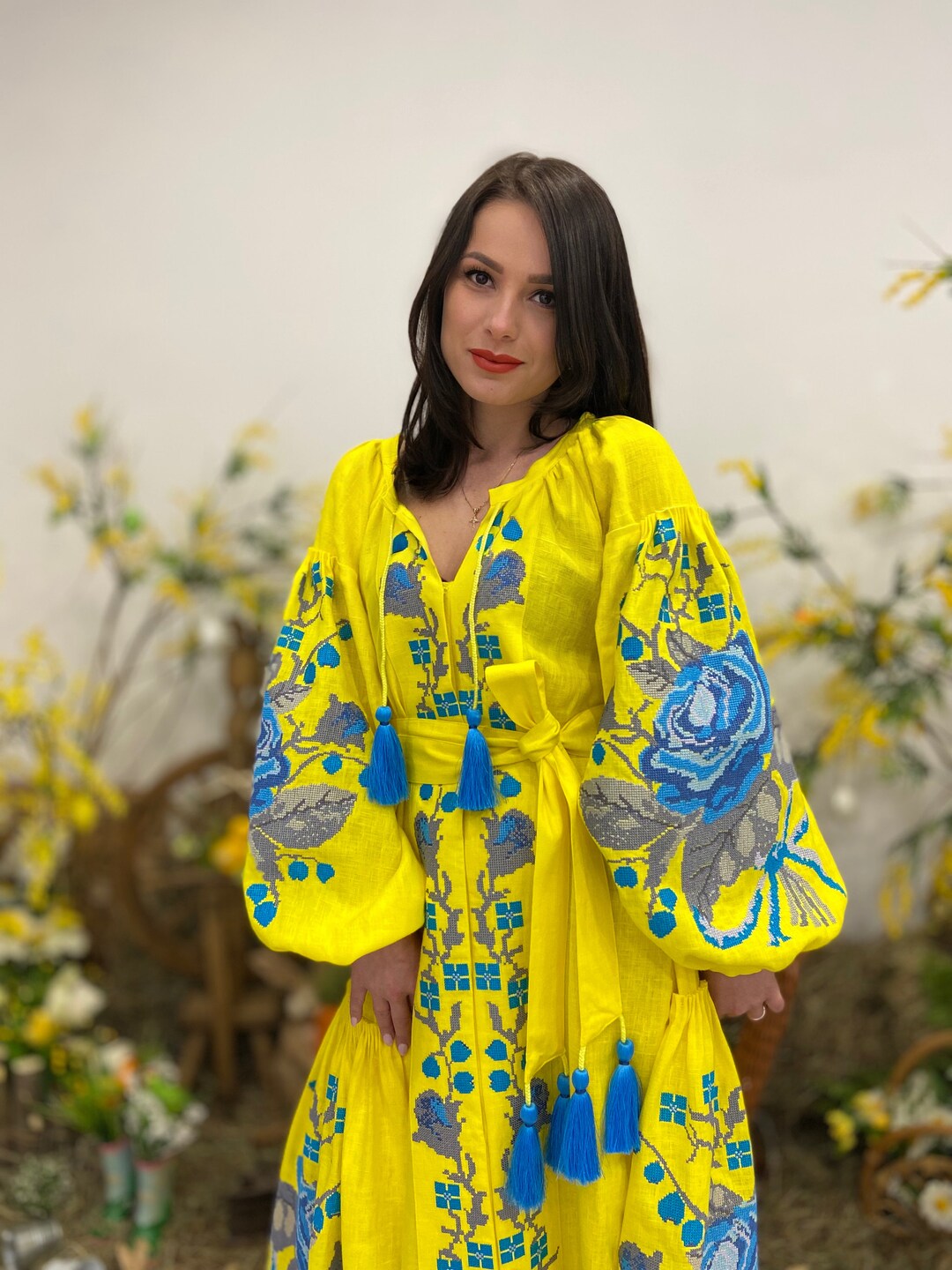 LL-5B - Wild Rose  |  Unstitched Printed & Embroidered Linen Dress