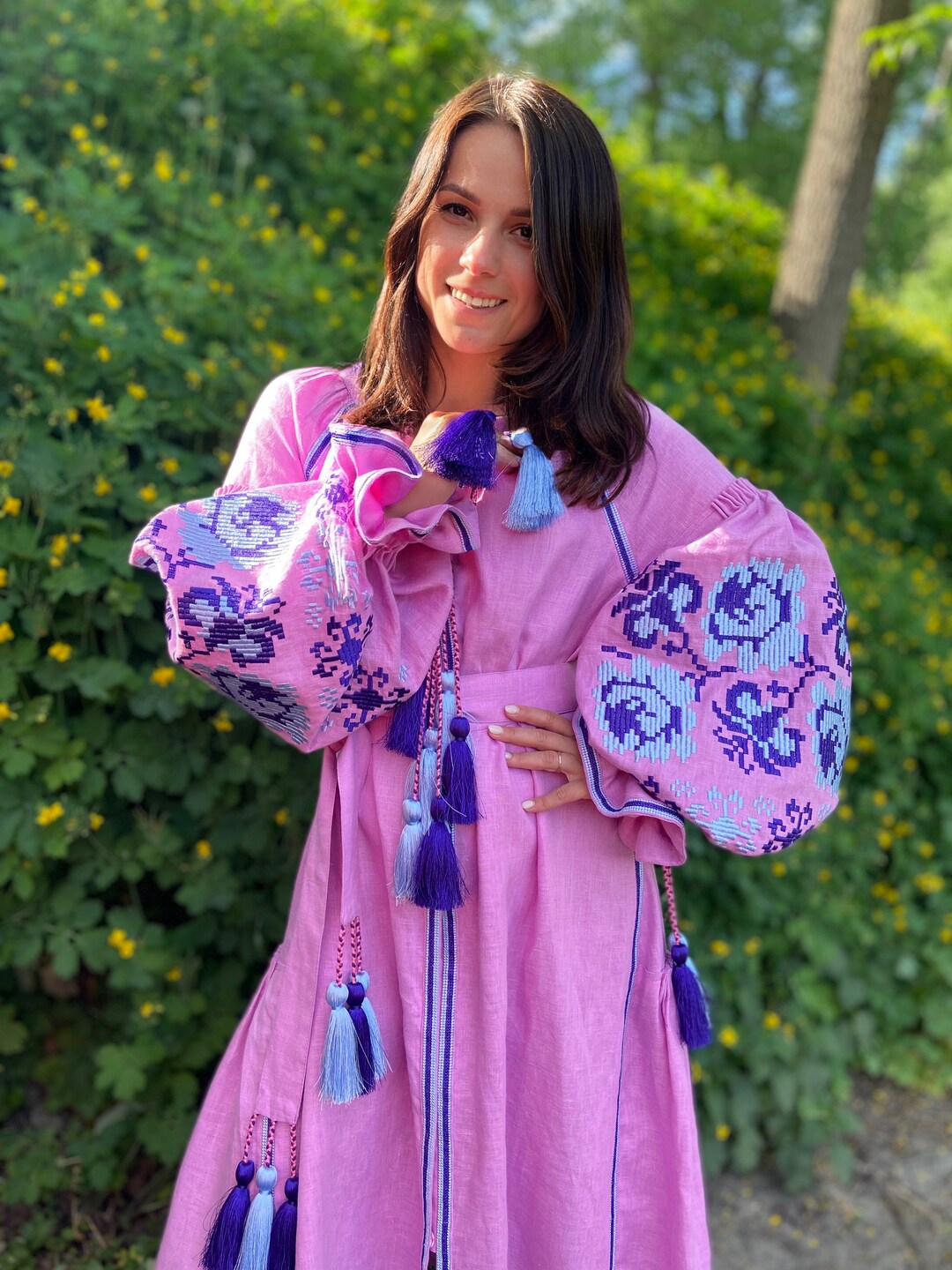 Embroidered Linen Dress | Ukrainian Vyshyvanka Dress | Boho Linen Dress ...