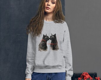 Two black cats in love woman sweatshirt