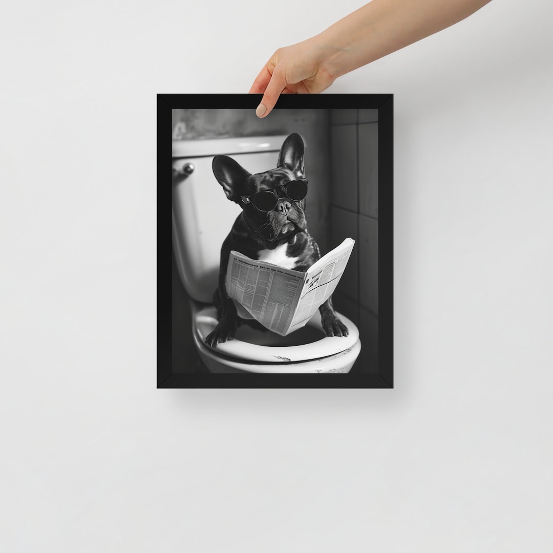 French Bulldog Bathroom Framed Picture Etsy
