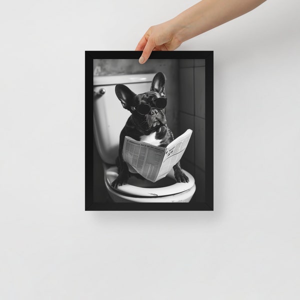 French Bulldog Bathroom Framed Picture