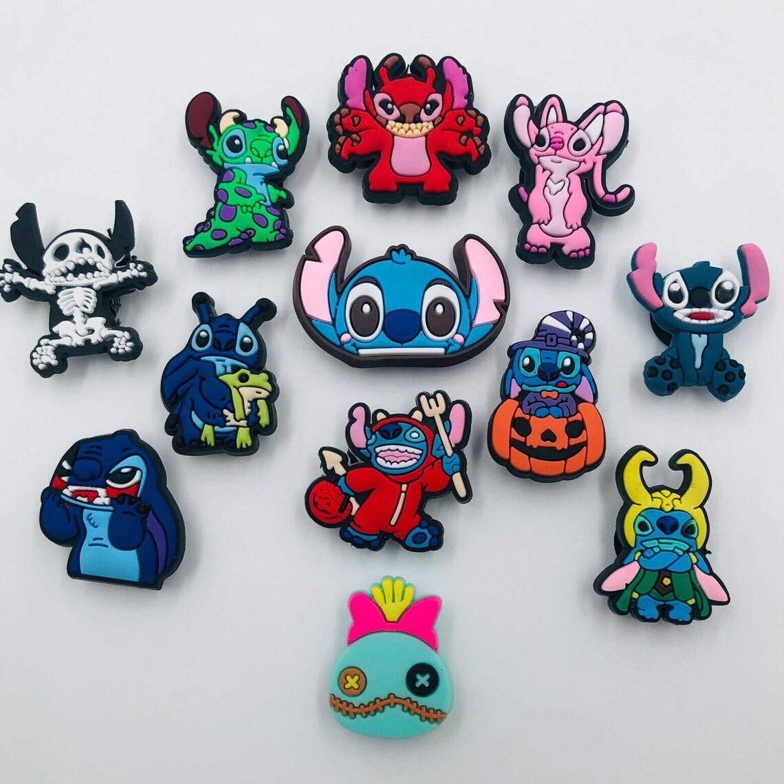 12 Stitch Shoe Charms Cute Blue Hawaiian Kids Show for Shoes Wristband