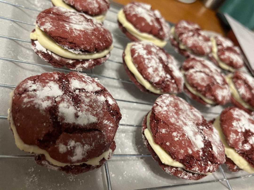 Red Velvet Crinkles in Cream Cheese Sandwich Etsy