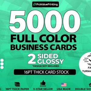 5000 cartes de visite polychromes prêtes à imprimer avec votre illustration - 2 faces brillantes