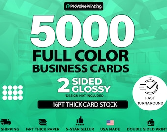 5000 Full Color Business Cards W/ Your Artwork Ready To Print - 2 Sided Glossy