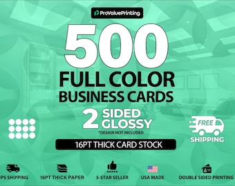500 Full Color Business Cards W/ Your Artwork FREE GRAPHIC DESIGN - 2 Sided Glossy