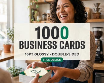 Custom Business Cards | Double-Sided Cards | 16pt Cardstock | Matte or Glossy Finish | Logo Cards for Small Business