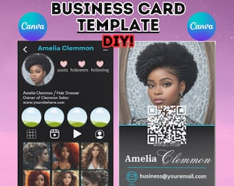 Instagram Business Card Template Design. Great for those in Beauty, Hair Stylist, Nail Tech, Lashes, and Artistry. Fully Customizable