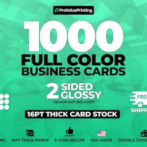 1000 Full Color Business Cards W/ Your Artwork FREE GRAPHIC DESIGN - 2 Sided Glossy