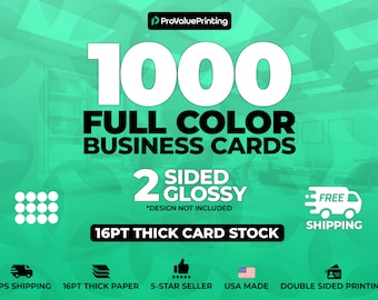 1000 Full Color Business Cards W/ Your Artwork FREE GRAPHIC DESIGN - 2 Sided Glossy