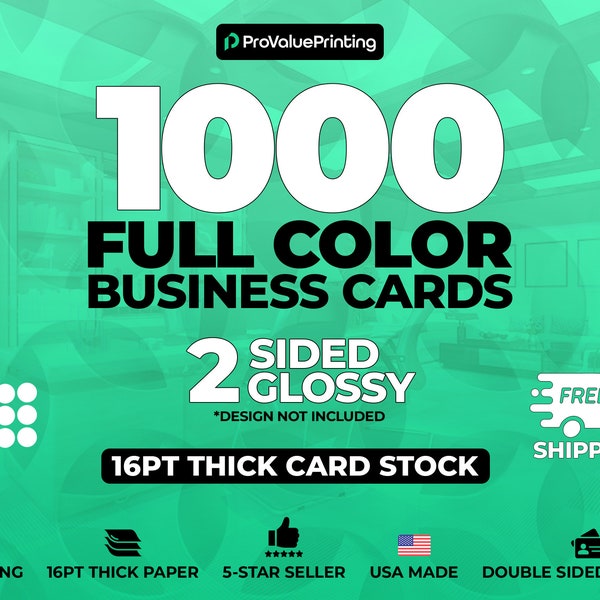 1000 Full Color Business Cards W/ Your Artwork FREE GRAPHIC DESIGN - 2 Sided Glossy