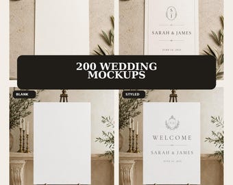Quiet Luxury Wedding Mockup Bundle | 200 Old Money Mockups | Blank + Styled | Wedding Signs & Stationery | Canva Friendly