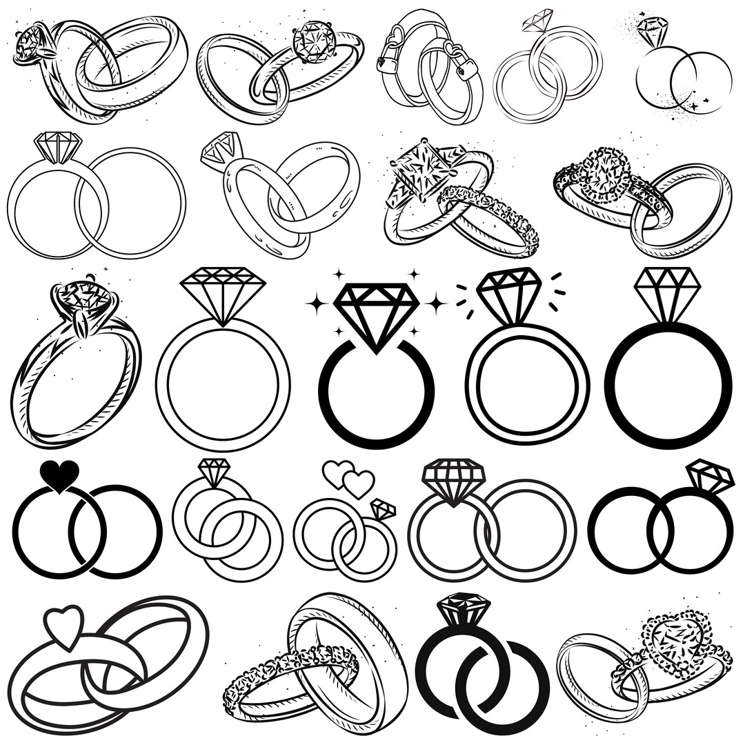 Wedding Ring SVG Bundle, Wedding Ring SVG Cut Files for Cricut, Diamond ...