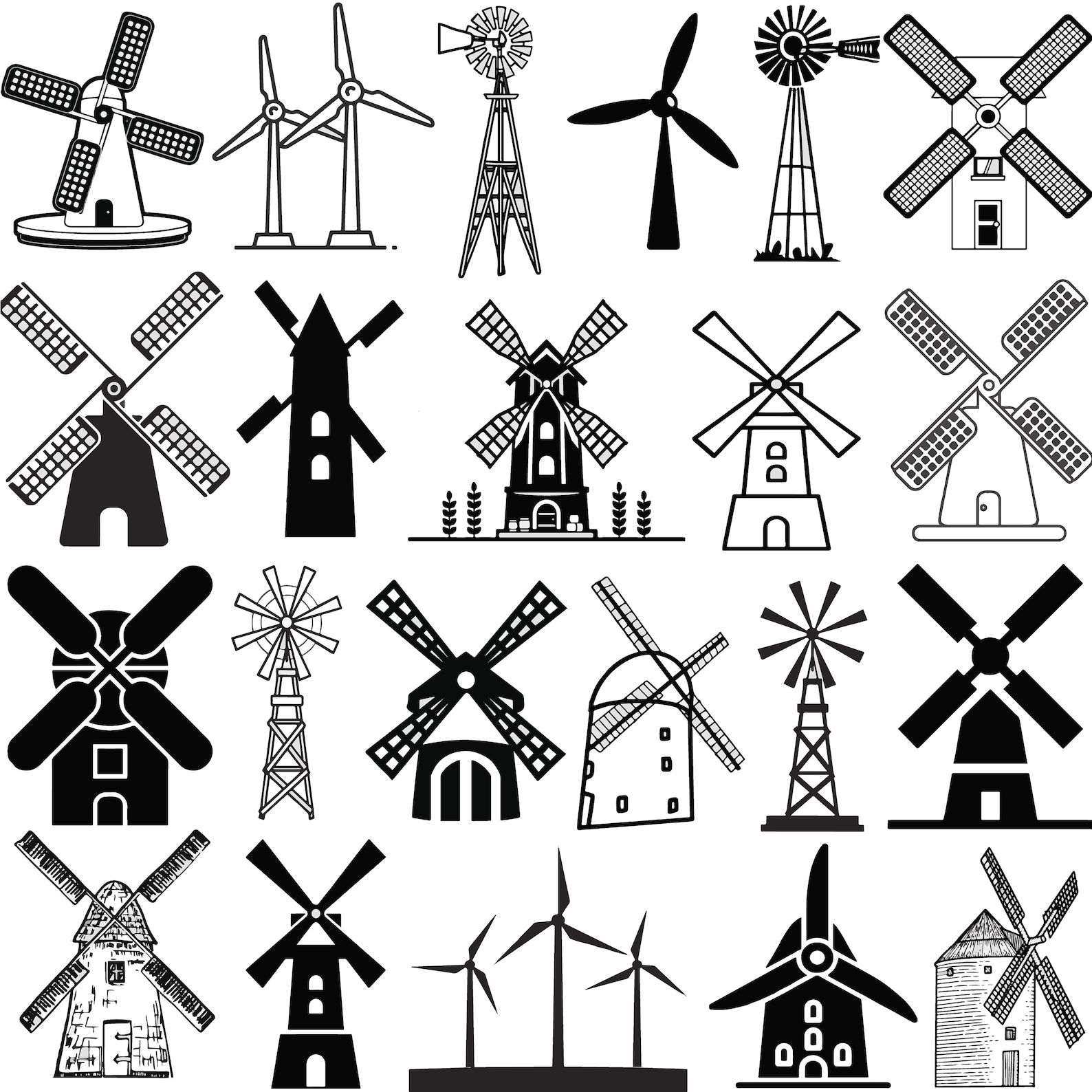 Windmill SVG Bundle, Windmill Vector, Windmill Outline, Windmill Cut
