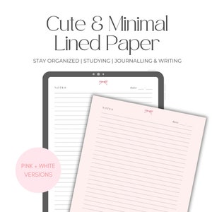 Taccuino foderato con nastro minimalista stampabile Coquette Download digitale rosa Home Office Produttività Organizzazione Pianificazione Carta Coquette