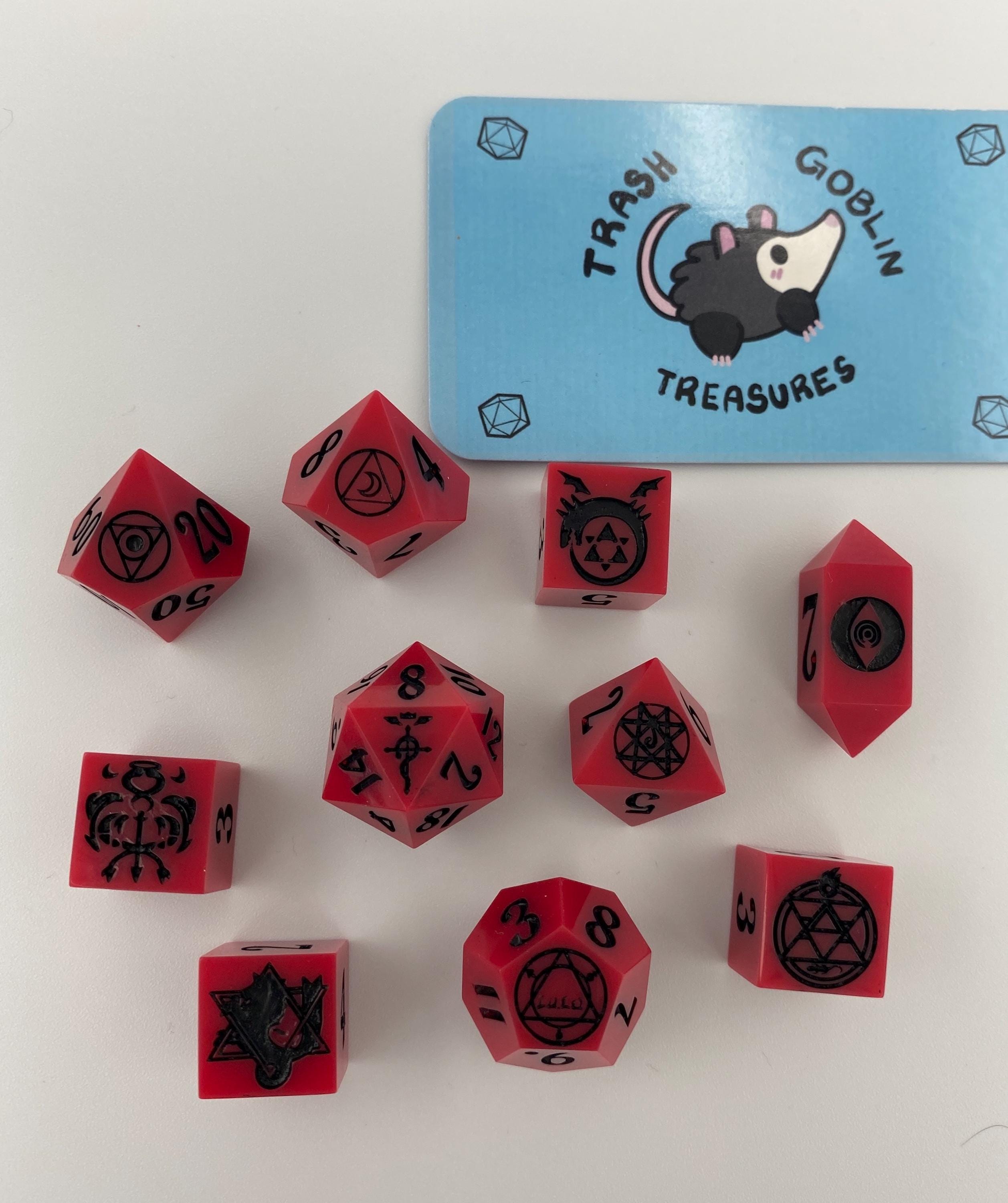 Alchemists Cloak 10 Piece Anime Resin Dice Set for Dungeons and