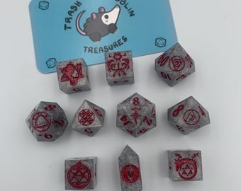 Philosopher stones 10 piece anime resin dice set for Dungeons and Dragons (D&D, DND), Magic The Gathering, and other tabletop games!