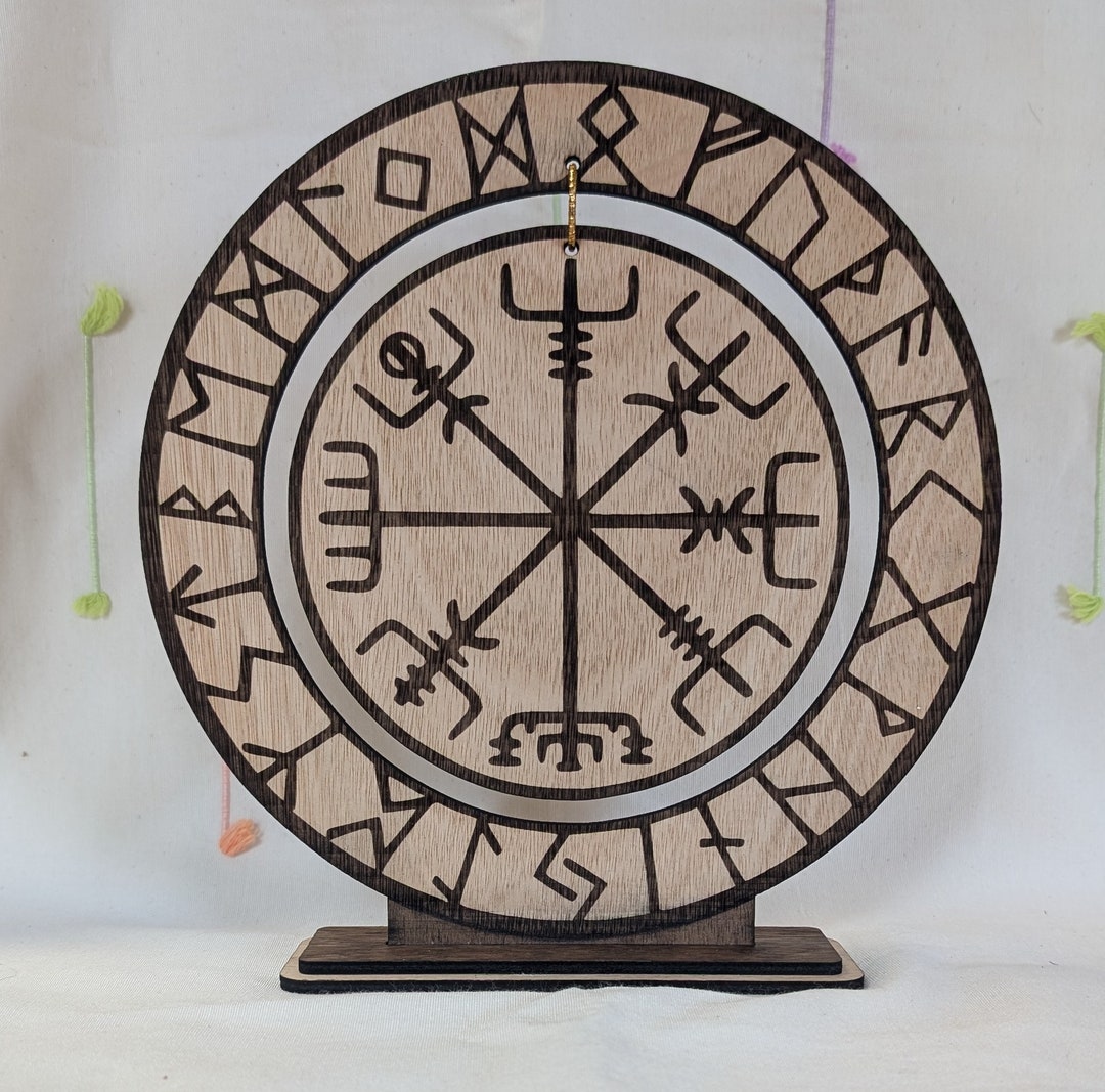 Vegvisir Wooden Viking Runes for Protection - Etsy