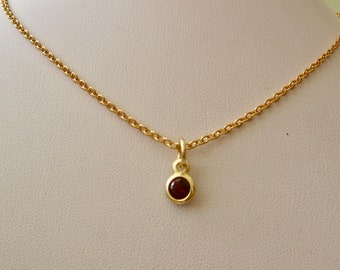 Genuine SOLID 9ct Yellow Gold January Birthstone Garnet Pendant