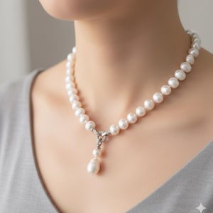 Collar de perlas mallorquinas 45 cm Fermoir en acero inoxidable