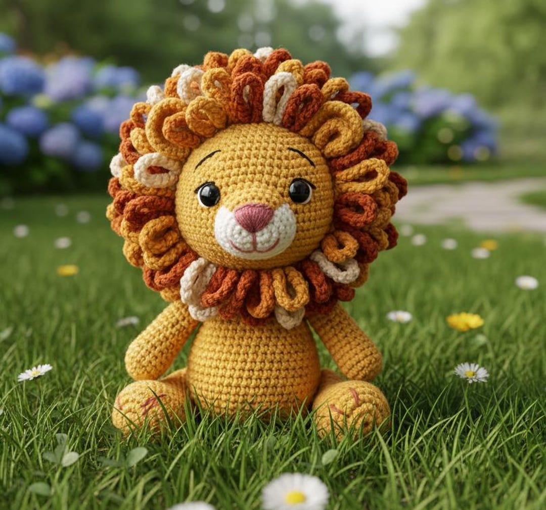 Realistic Lion Amigurumi Crochet Pattern PDF | Stuffed Lion Plush | DIY ...