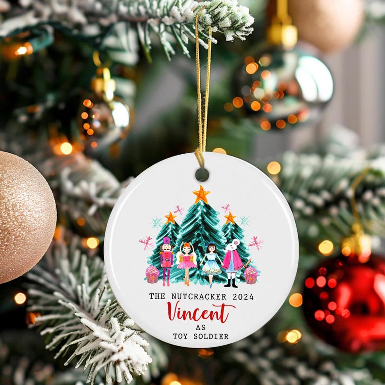 Personalized Nutcracker Baby Girl Christmas Ornament, Custom Name Baby