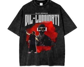DILJIT DOSANJH Diluminati | Camiseta grande com lavagem ácida