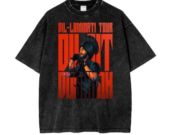 Datas da turnê de Diljit Dosanjh | Camiseta grande com lavagem ácida