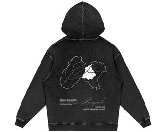 May include: Black hooded sweatshirt with a white outline of the Punjab region and the text "Punjab" "Heartland" "Land of Warriors Since 1469" on the back.
