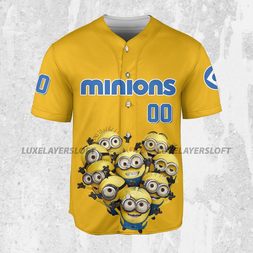 Personalize Minions Cute Yellow Style, Custom Minions Baseball Jersey Shirt