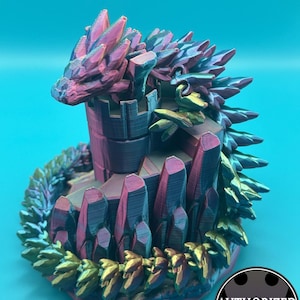 Gemstone Dragon – 3D Printed Articulated Crystal-Like Dragon Fidget Toy, Multicolor Desk Decor, multiple sizes, 12&quot;, 19&quot;, 25&quot;