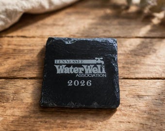 Personalized Slate Coasters Set, Custom Engraved Stone Drink Holders (Set of 4)