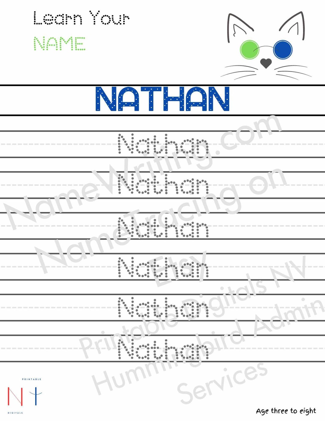 Nathan Name Tracing Worksheet for Preschool Kids Homeschool Prek