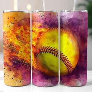 Softball 20oz Skinny Tumbler Wrap, Sublimation Design, Digital Download PNG, Sports Team Tumbler Wrap PNG