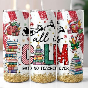 Funny Teacher Christmas Tumbler Wrap, 20oz Skinny Tumbler Sublimation, Merry Teacher Tumbler Wrap, Gift for Teacher, Christmas Pencil Tree