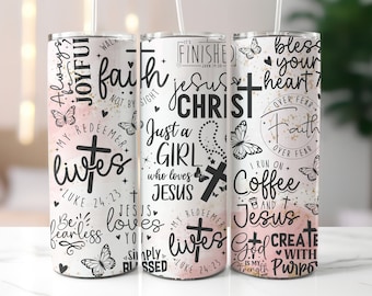 Christian Affirmations 20oz Skinny Tumbler Wrap, Sublimation Design, Digital Download PNG, Bible Verse Tumbler Wrap PNG, Jesus PNG, Faith