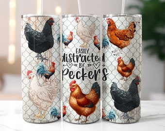 Funny Chicken 20oz Skinny Tumbler Wrap, Sublimation Design, Digital Download PNG, Farm Life Tumbler Wrap PNG, Chicken Lover PNG