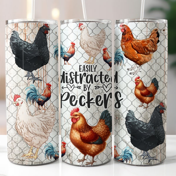 Funny Chicken 20oz Skinny Tumbler Wrap, Sublimation Design, Digital Download PNG, Farm Life Tumbler Wrap PNG, Chicken Lover PNG