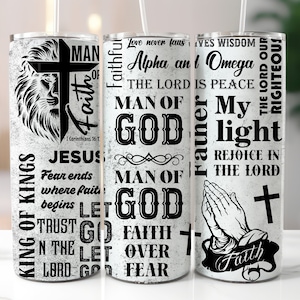 Christlicher Mann Gottes 20oz Skinny Tumbler Wrap, Sublimation Design, Digitaler Download PNG, Bibelvers Tumbler Wrap PNG, Religiöser Tumbler PNG