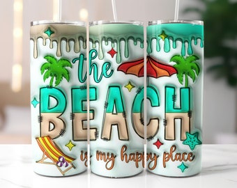 Beach Inflated Tumbler Wrap, 20oz Skinny Tumbler Sublimation Design, Digital Download PNG, Summer Tumbler PNG